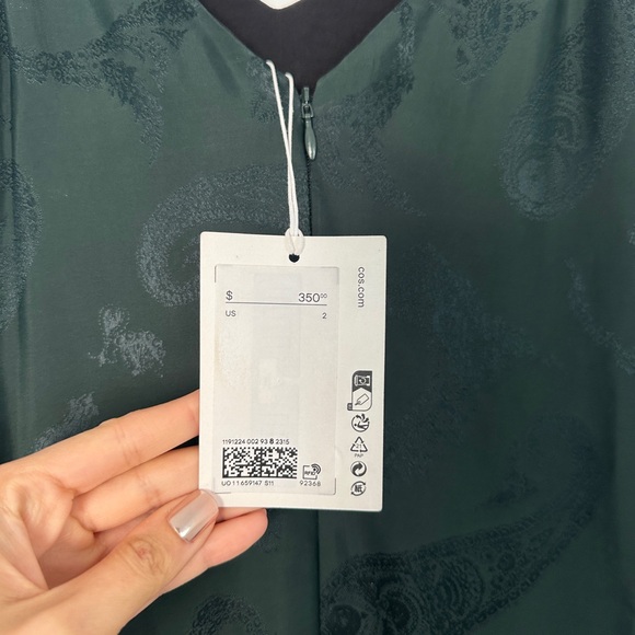 Cos Tiered Paisley Jacquard Silk Maxi Green Dress - Picture 6 of 10